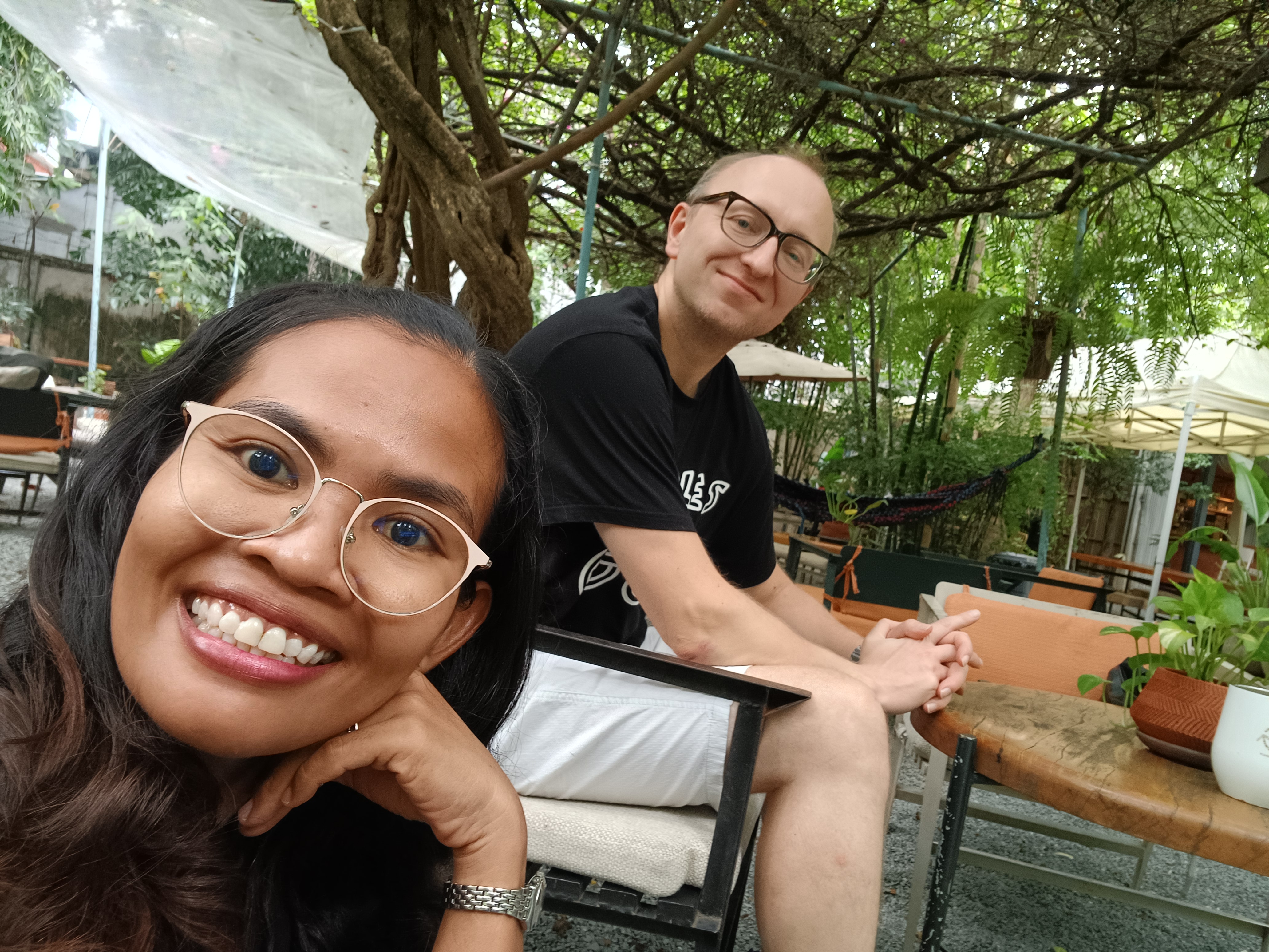 Ratha and Michal in the garden