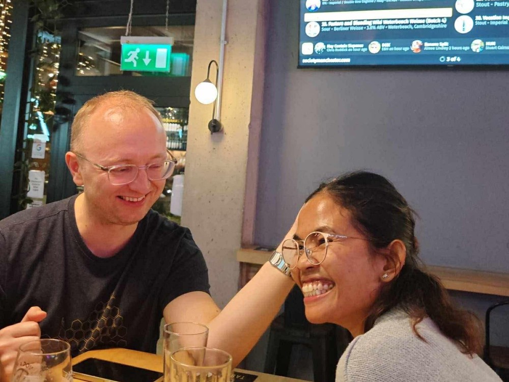 Ratha and Michal at the pub